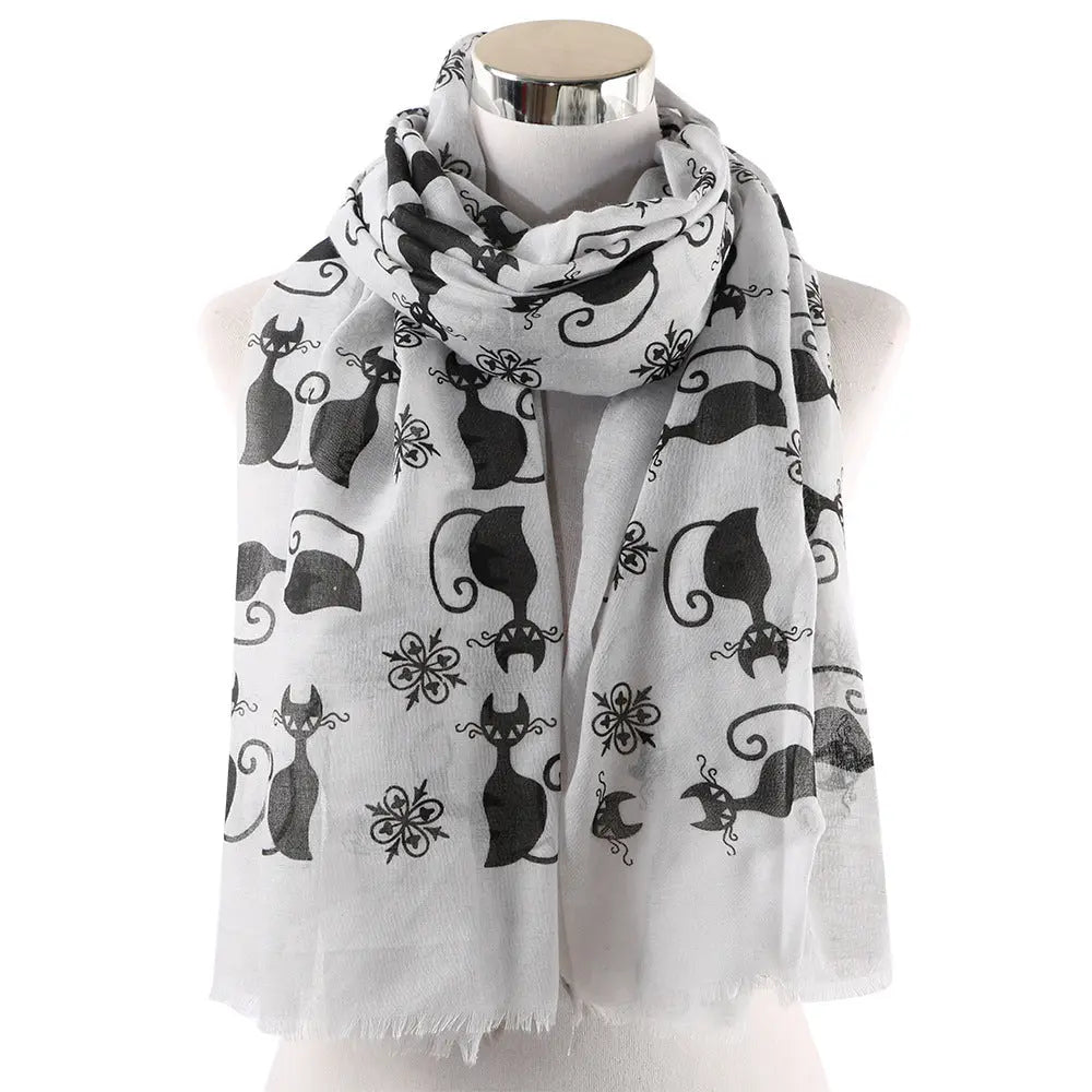 Fashion black cat pattern scarf Black Cats Store