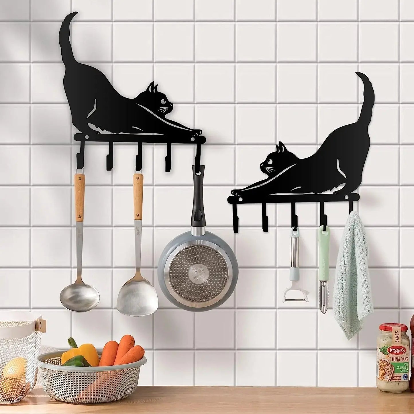 Iron Cat Household Kitchen Behind The Door Storage Hook Black Cats Store