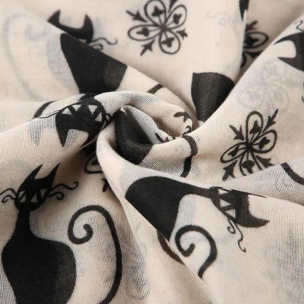 Fashion black cat pattern scarf Black Cats Store