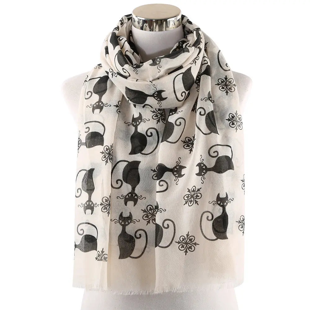 Fashion black cat pattern scarf Black Cats Store