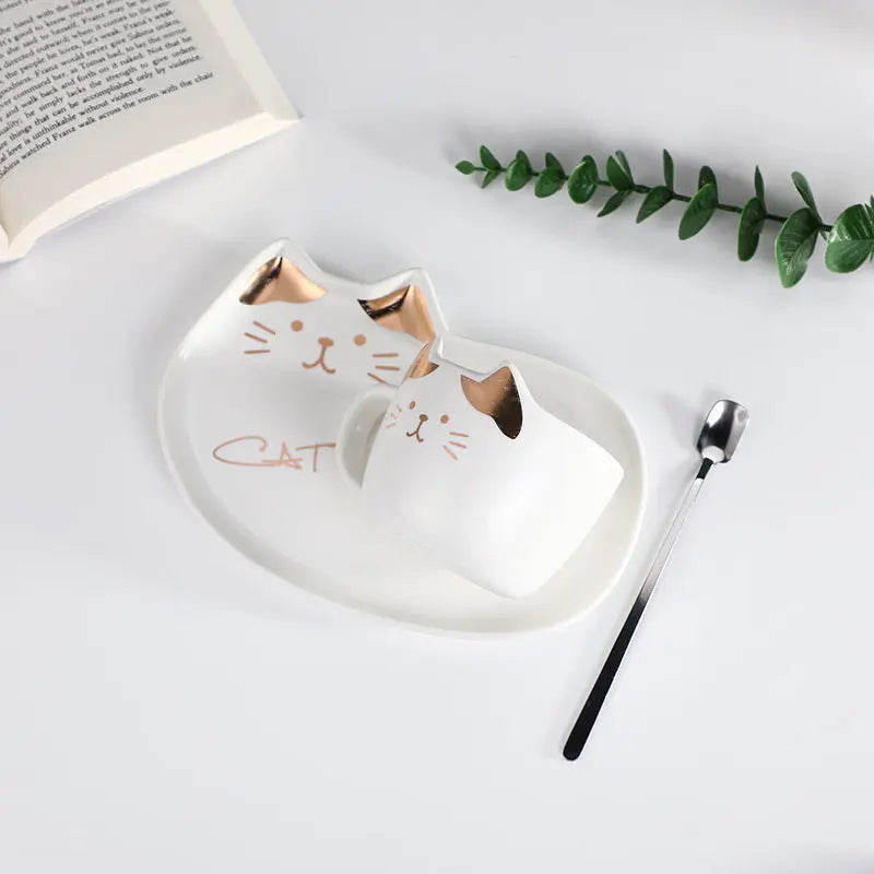 Cat Cup And Dish Set Black Cats Store