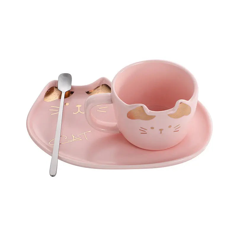 Cat Cup And Dish Set Black Cats Store