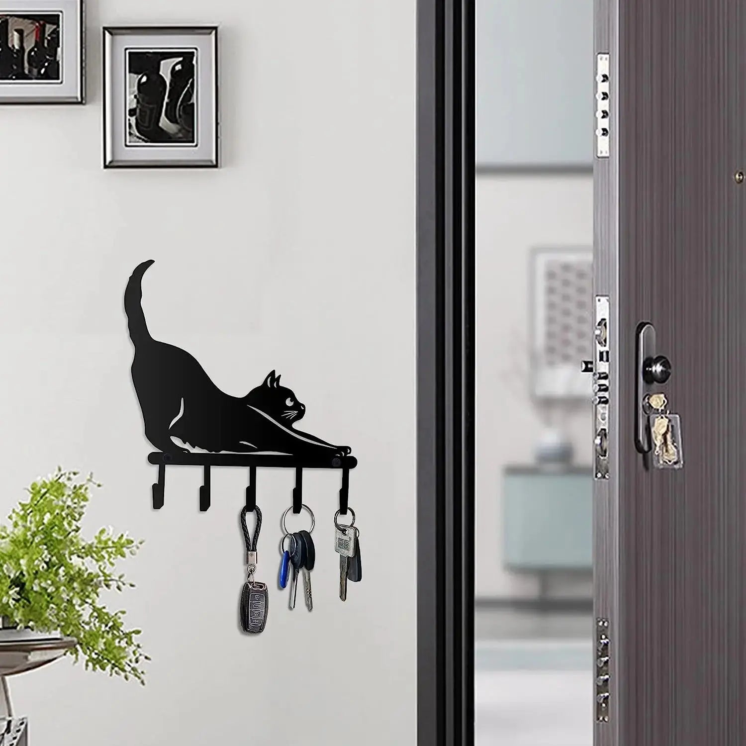 Iron Cat Household Kitchen Behind The Door Storage Hook Black Cats Store