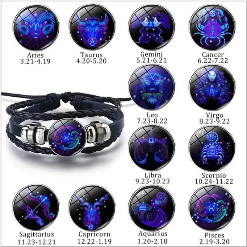 Zodiac Constellation Bracelet Braided Design Bracelet Black Cats Store