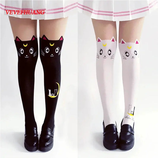 Anime Cosplay Costume Women Luna Cat Socks Pantyhose Silk