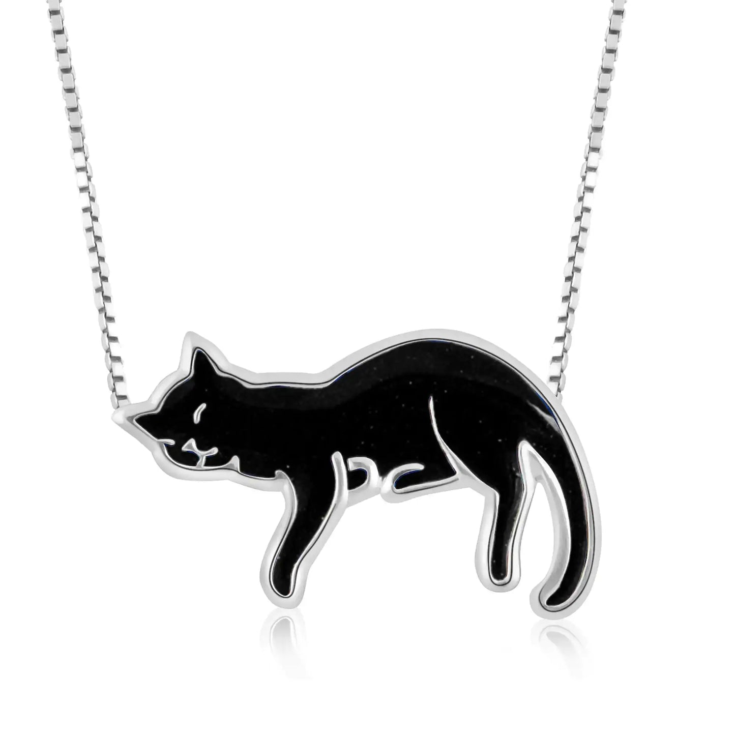 Silver Cat Necklace Black Cats Store