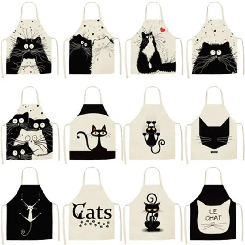 Cute Cat Print Cooking Kitchen Apron Black Cats Store