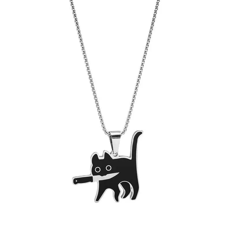 Stainless Steel Killer Cat Necklace Black Cats Store