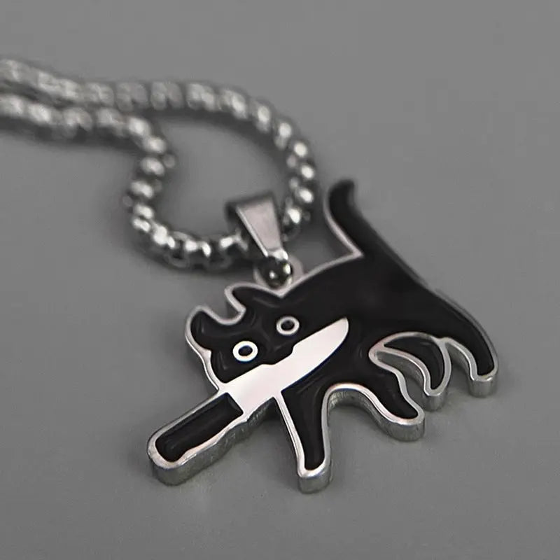 Stainless Steel Killer Cat Necklace Black Cats Store