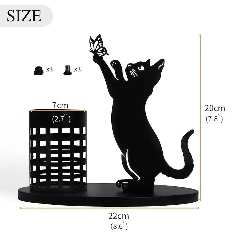 Black Metal Cat Pen Holder Black Cats Store