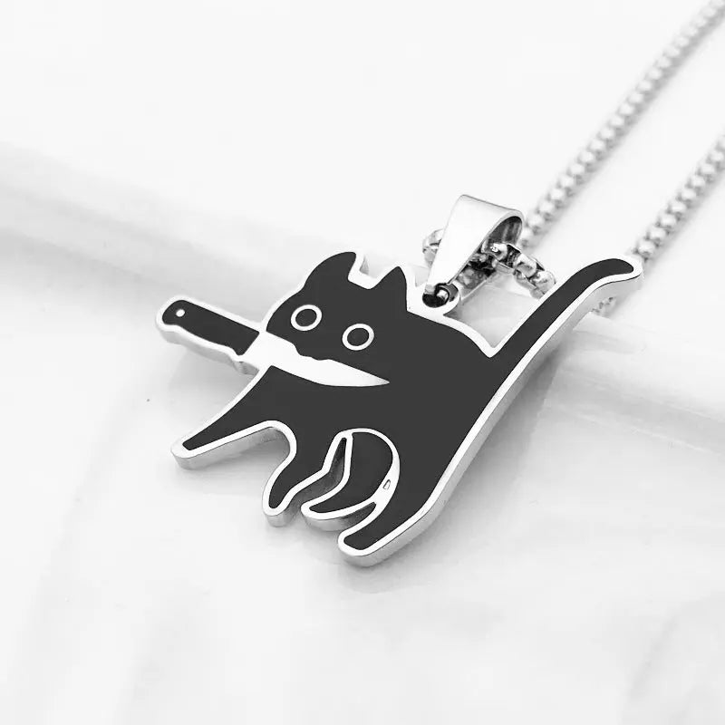 Stainless Steel Killer Cat Necklace Black Cats Store