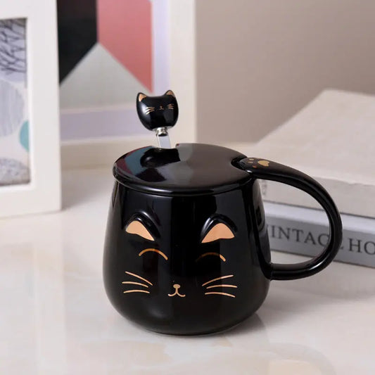 Creative Cartoon Animal Black Cat Shape Ceramic Breakfast Cup Black Cats Store