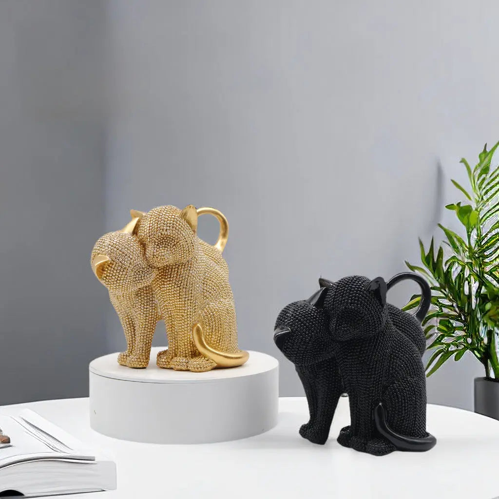 Minimalist style couple cat ornaments resin decoration Black Cats Store