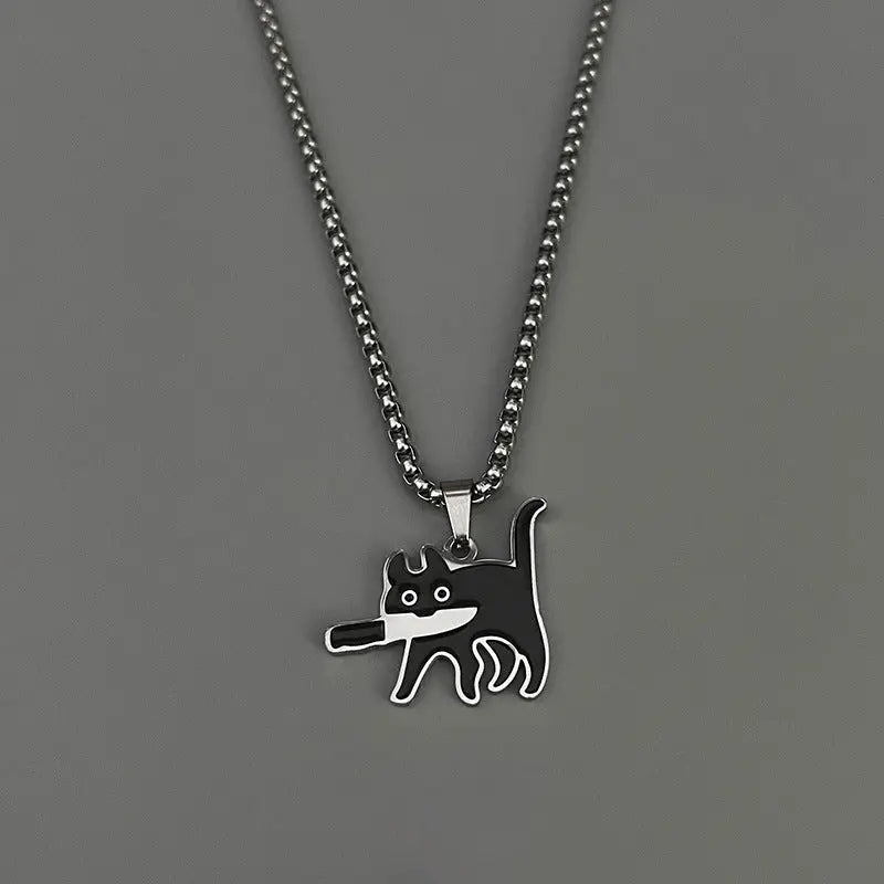 Stainless Steel Killer Cat Necklace Black Cats Store