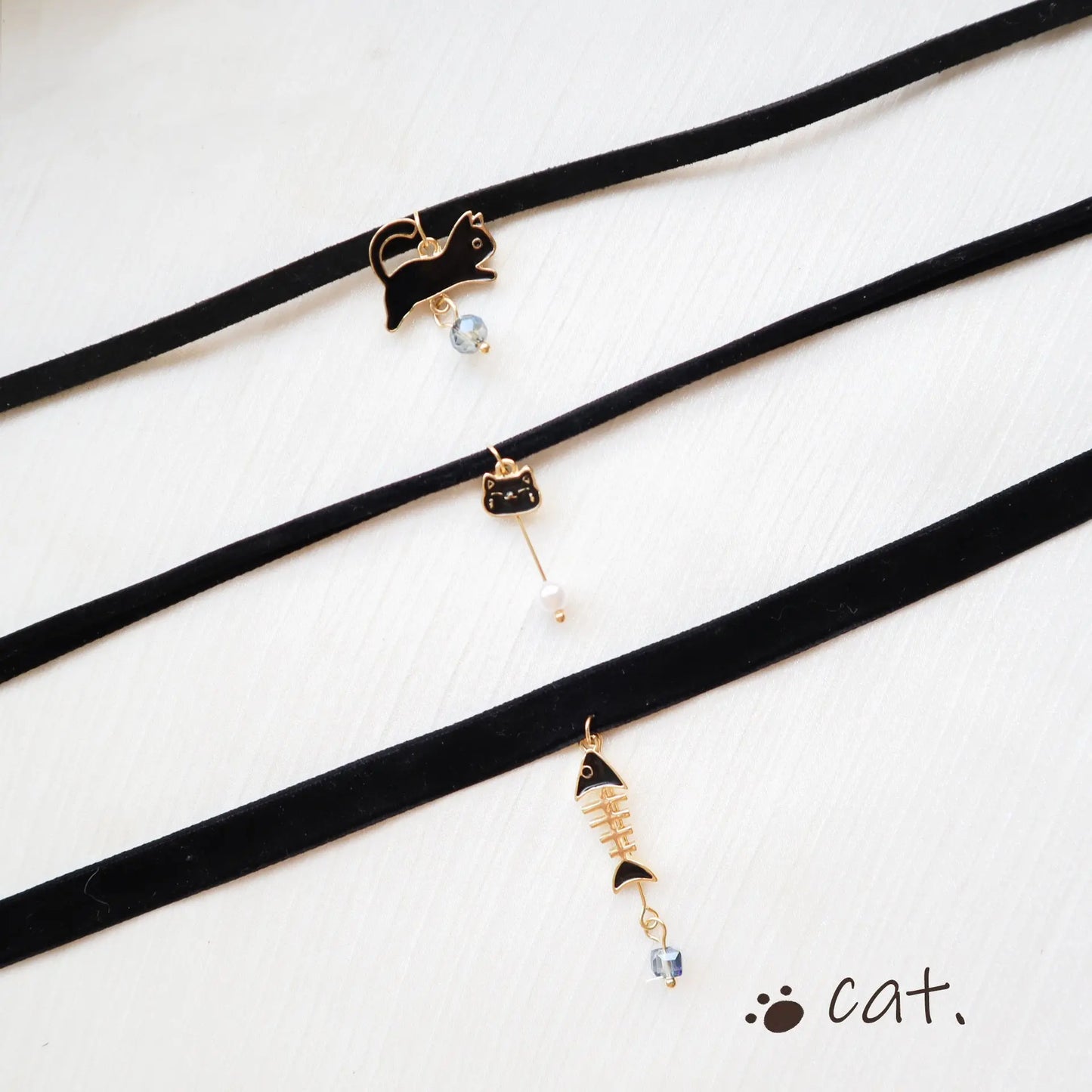 Black velvet cat neckband Black Cats Store