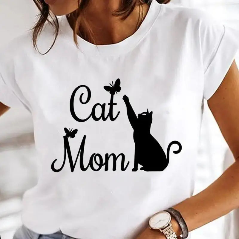 Summer Black Cat Printed T Shirts for Women Black Cats Store