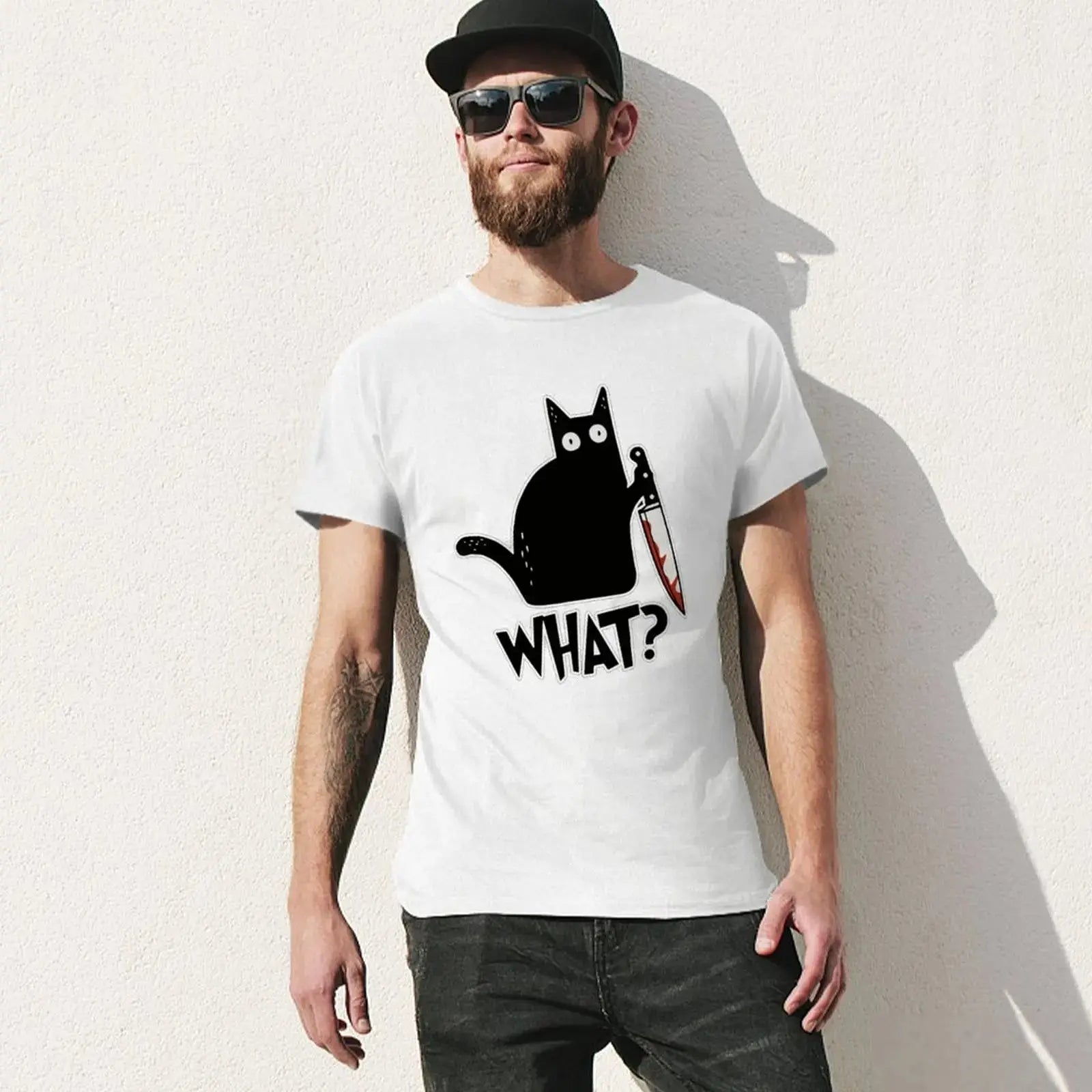 Murderous Black Cat With Knife What T-Shirt Black Cats Store