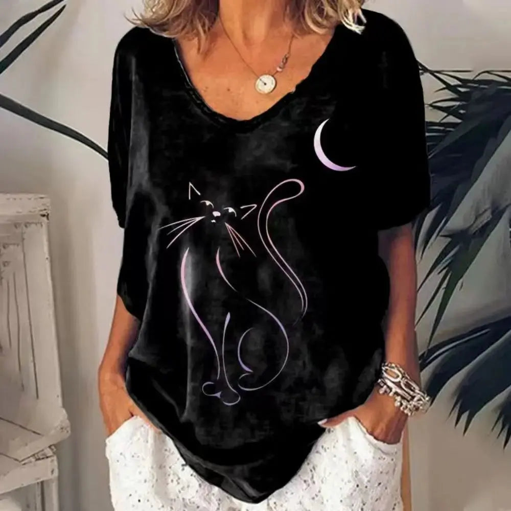 Fashion Woman Black Cat Blouse Black Cats Store