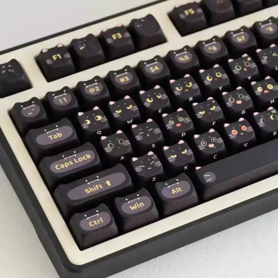 Mechanical Keyboard Black Cat Keycaps 142 Keys Black Cats Store