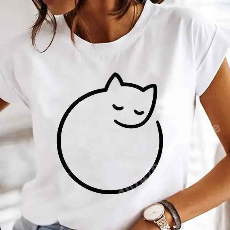 Summer Black Cat Printed T Shirts for Women Black Cats Store