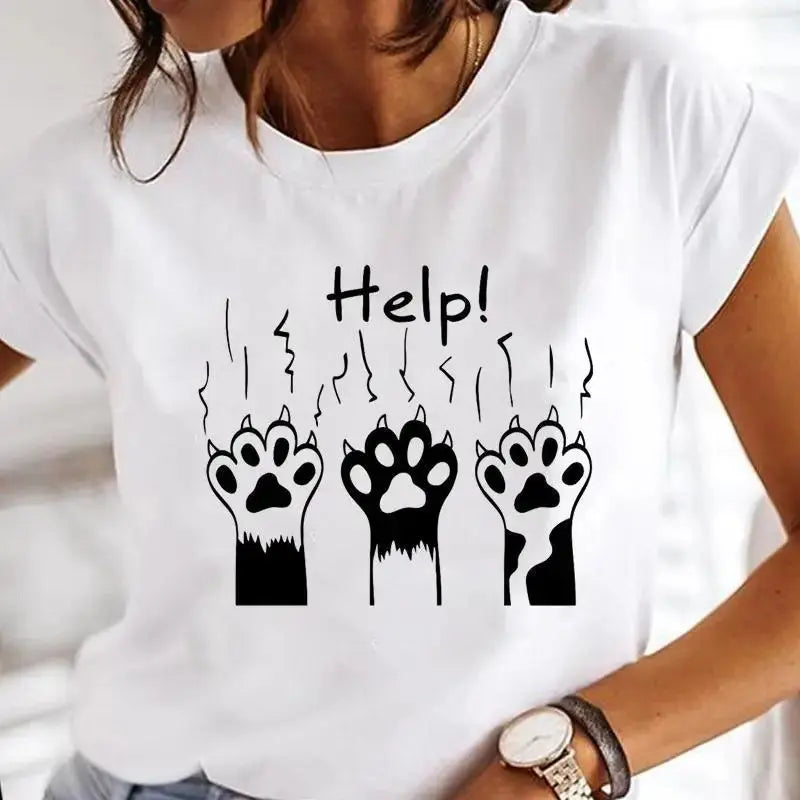 Summer Black Cat Printed T Shirts for Women Black Cats Store