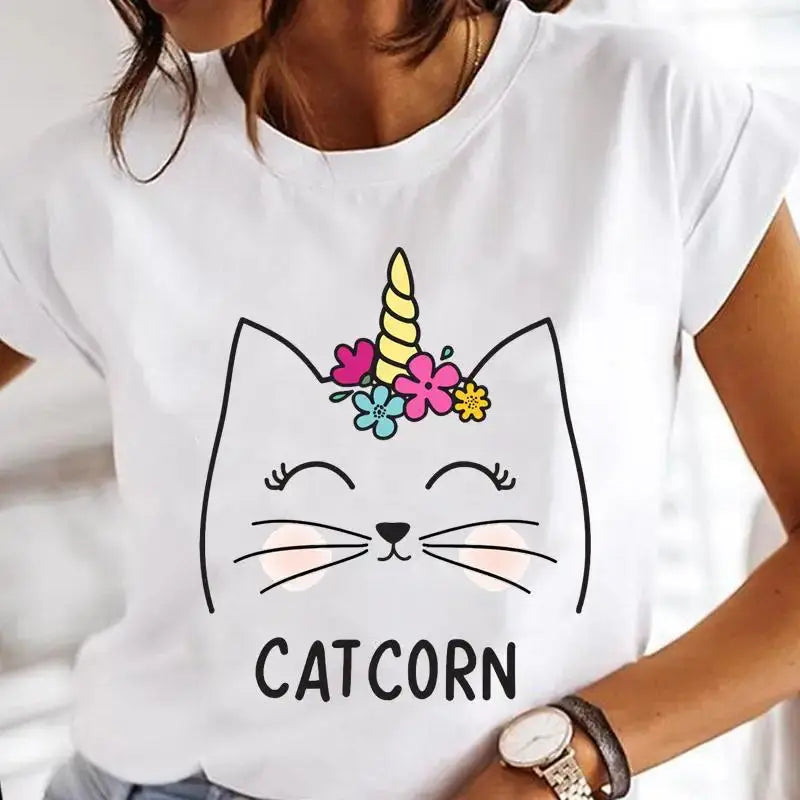 Summer Black Cat Printed T Shirts for Women Black Cats Store