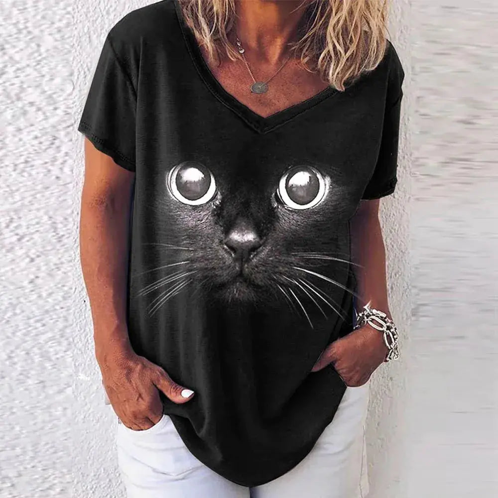 Fashion Woman Black Cat Blouse Black Cats Store