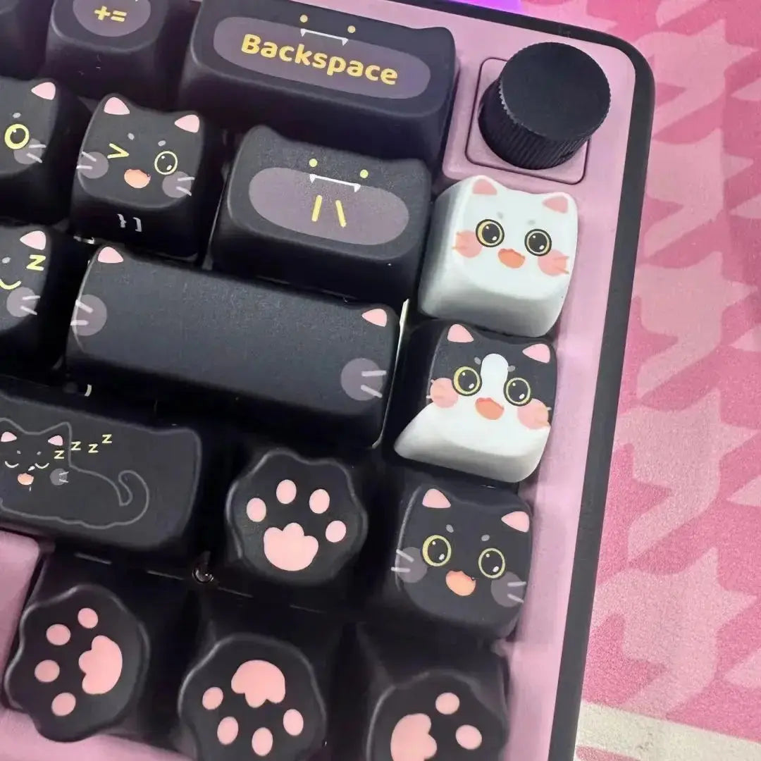 Mechanical Keyboard Black Cat Keycaps 142 Keys Black Cats Store