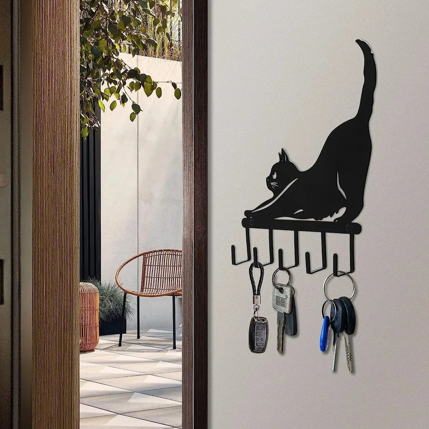 Iron Cat Household Kitchen Behind The Door Storage Hook Black Cats Store