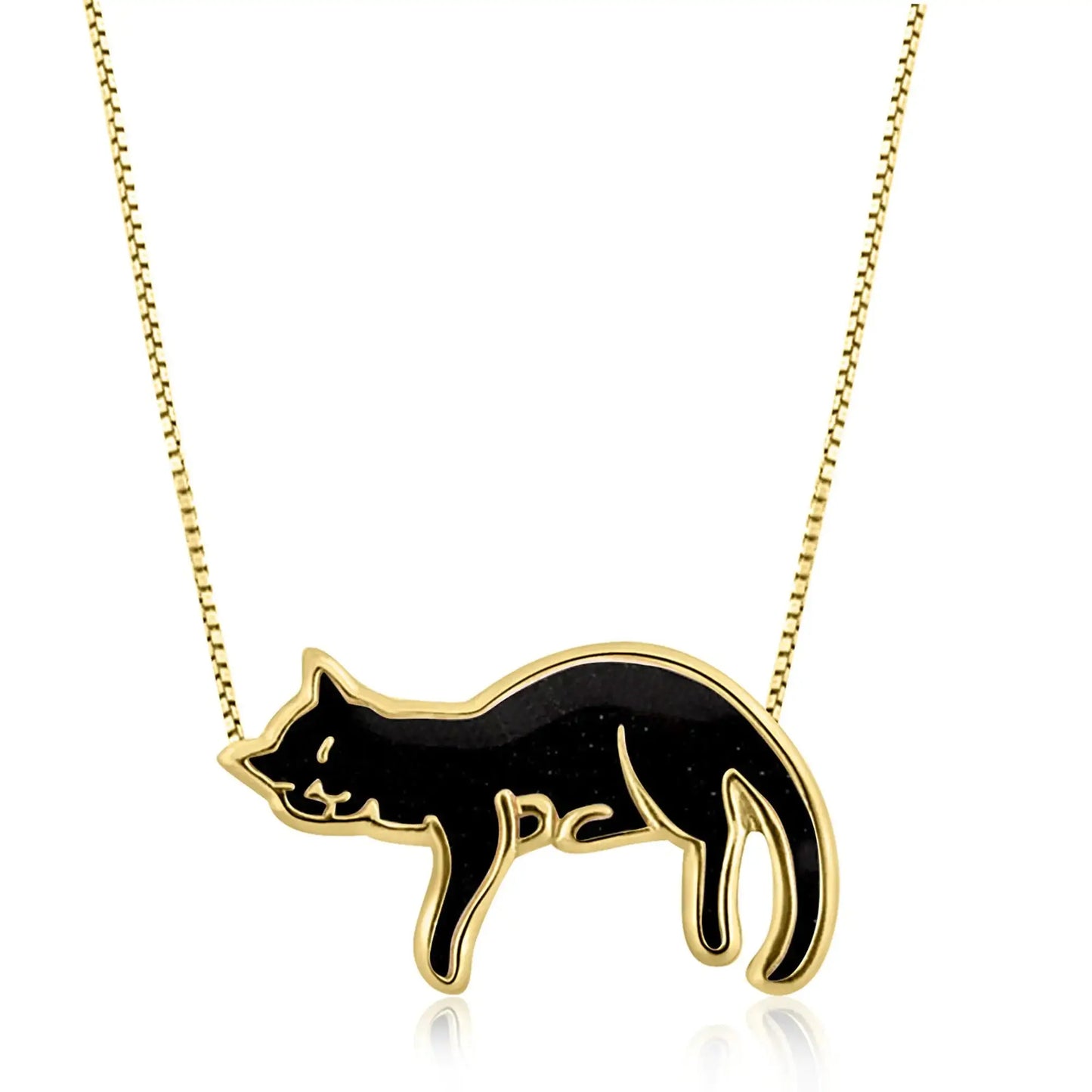 Gold Cat Necklace Black Cats Store