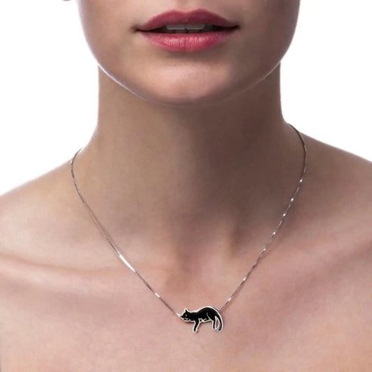 Silver Cat Necklace Black Cats Store