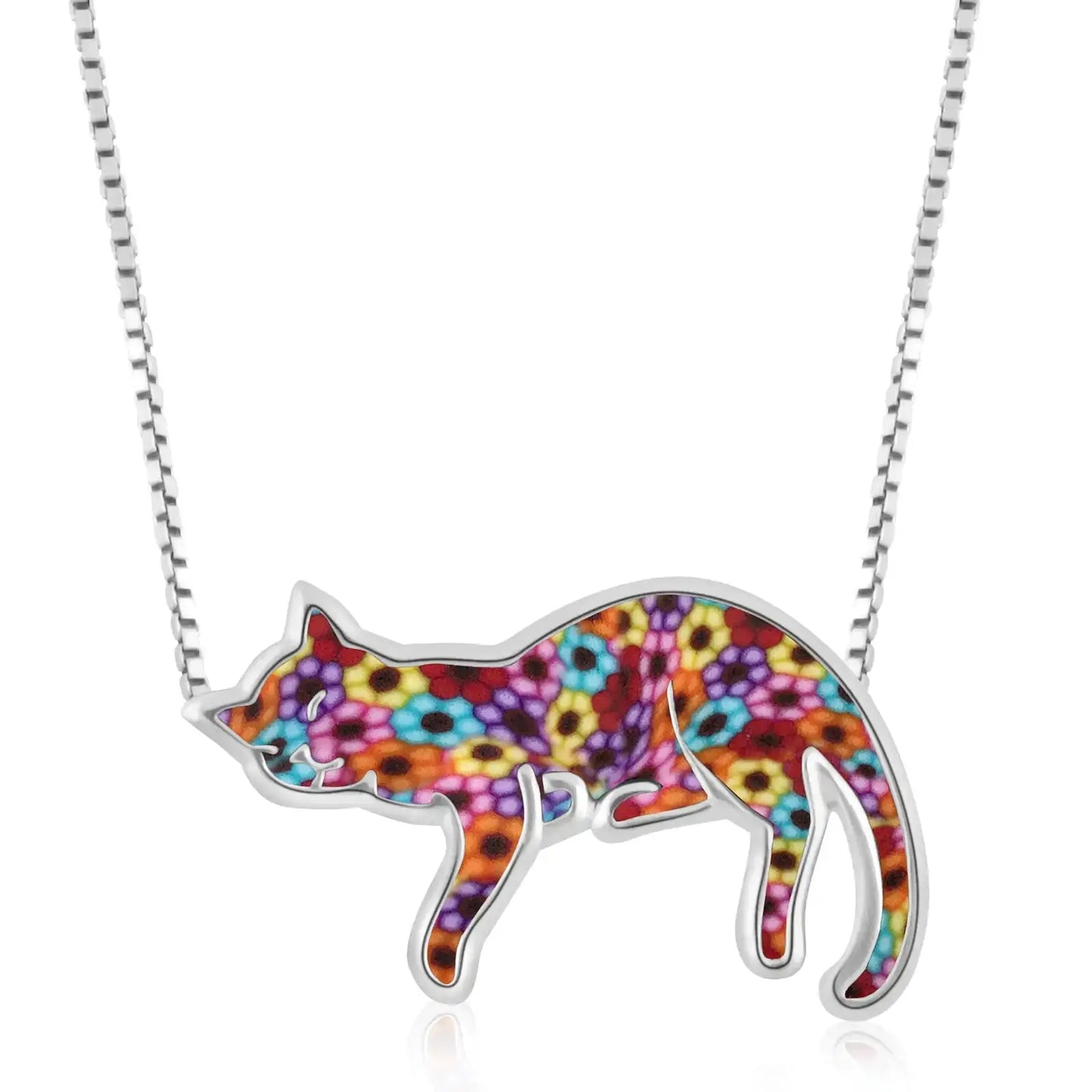 Silver Cat Necklace Black Cats Store